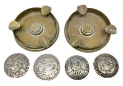 Four post-WW2 'silver' medallions of Adolf Hitler/German interest