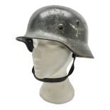 WW2 German Luftwaffe M40 double decal steel helmet with liner and chin strap; impressed 506 to back