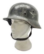 WW2 German Luftwaffe M40 double decal steel helmet with liner and chin strap; impressed 506 to back