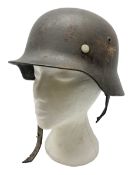 WW2 German Luftwaffe M40 double decal steel helmet with liner and chin strap; impressed NS62 to side