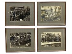 Set of four photographic prints entitled 'The European War 1914 - The Territorials Leave Pickering';