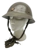 WW2 Japanese Army type 92 steel helmet with infantry star badge to centre