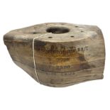 Early 20th century laminated hardwood two-blade propeller hub impressed 'A.B.8651 R.H.B.R.2 D2790 P2