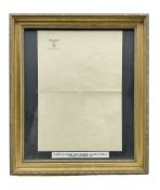 Adolf Hitler - single sheet of unused note paper embossed in gilt to the top left corner with the na