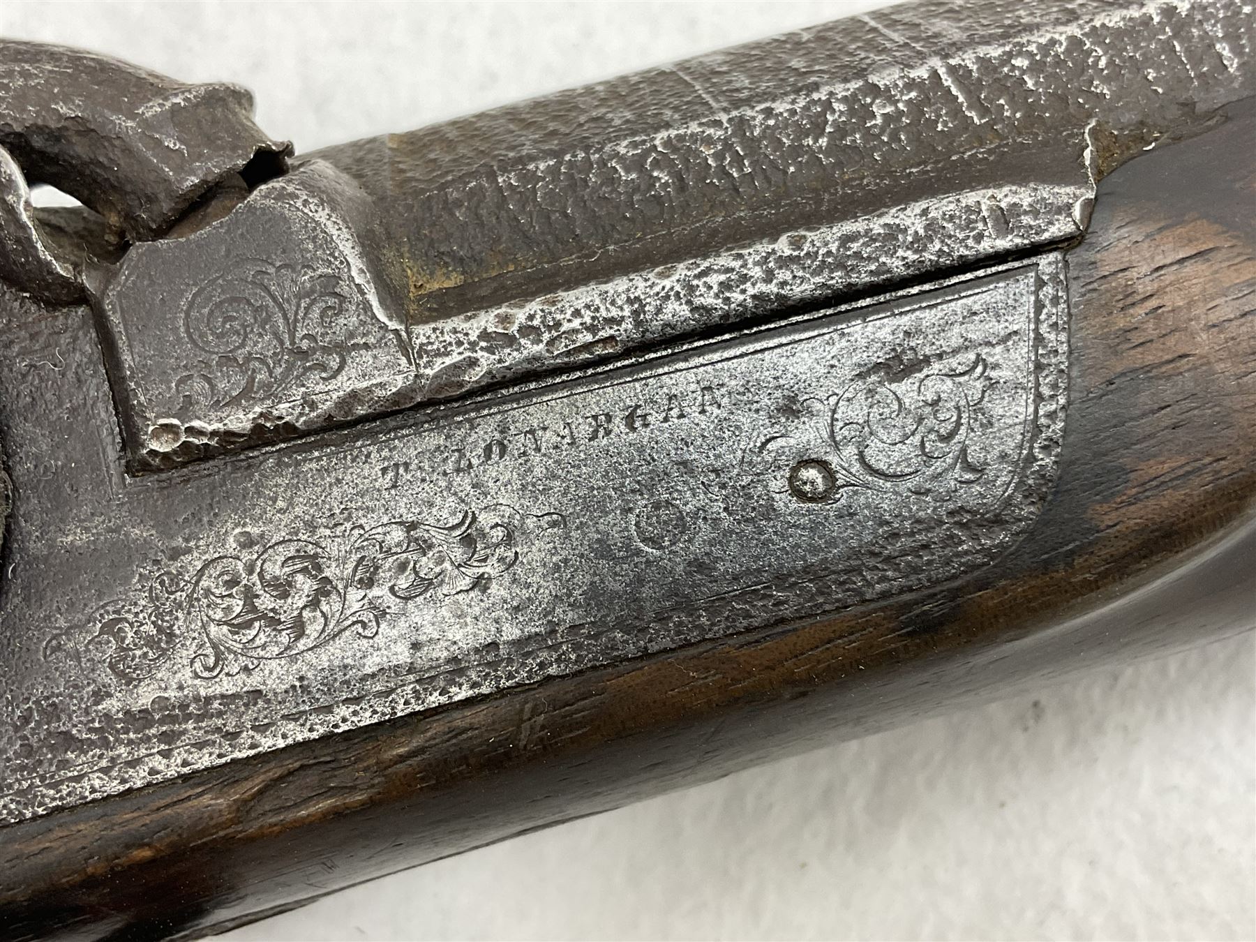 19th century English 14-bore single barrel percussion sporting gun with 71cm cut-down octagonal to - Image 7 of 29