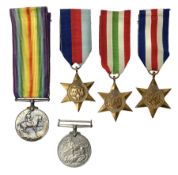 WW1 British War Medal awarded to 180953 Spr. E.J. Bleaney R.E.; and four WW2 medals comprising 1939-