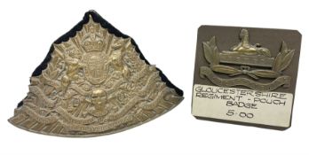 17th Lancers Chapska helmet plate 1902-22 pattern L20.5cm; and Gloucestershire Regiment pouch badge