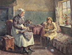 Albert George Stevens (Staithes Group 1863-1925): Winding Wool