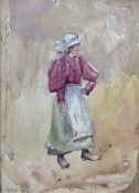 Ernest Dade (Staithes Group 1864-1934): Full length study of a Young Staithes Woman