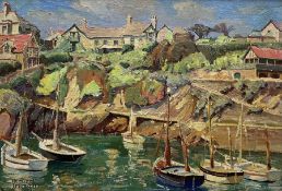 Herbert Truman (St. Ives 1883-1957): 'Corner of Newquay Harbour'