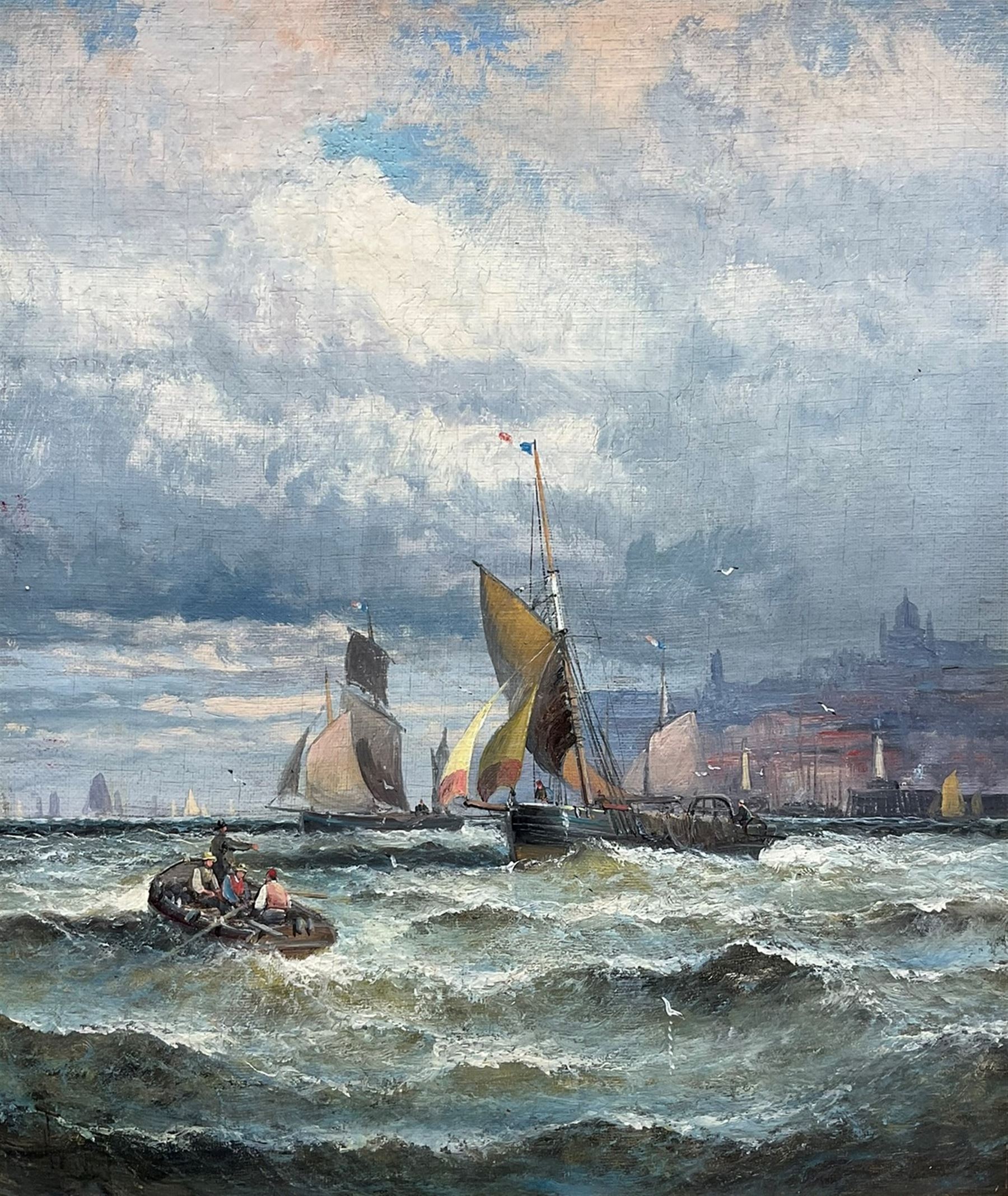 William Anslow Thornley (British fl.1858-1898): Fishing Boats leaving Whitby Harbour