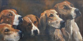 Kate Helm (British Contemporary): Five Beagles