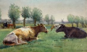 John Atkinson (Staithes Group 1863-1924): Cattle Resting in Pasture