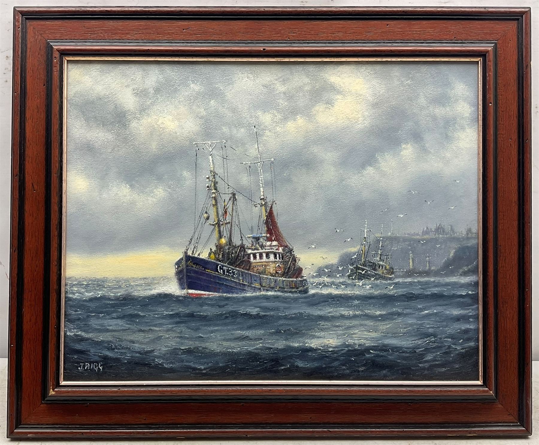 Jack Rigg (British 1927-): Grimsby Trawlers 'Off Whitby' - Image 2 of 4