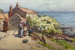 Henry Silkstone Hopwood (Staithes Group 1860-1914): Fisherman and Girls at Runswick Bay