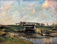 Bertram Priestman RA ROI NEAC (British 1868-1951): 'The Sluice Gate in Suffolk