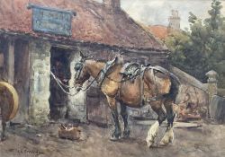 Albert George Stevens (Staithes Group 1863-1925): 'The Smithy' - Hinderwell
