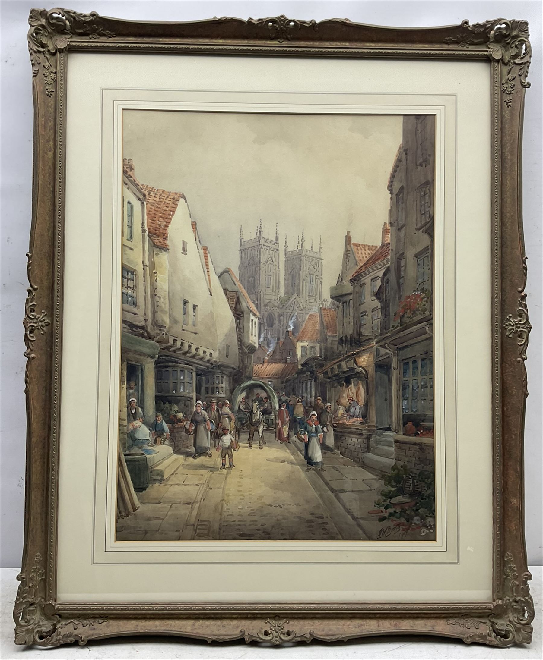 Frederick William Booty (British 1840-1924): Stonegate looking towards York Minster - Image 2 of 5