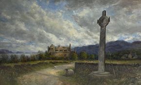 Attrib. Robert Houston RSW (Scottish 1891-1942): Maclean's Cross and Iona Nunnery