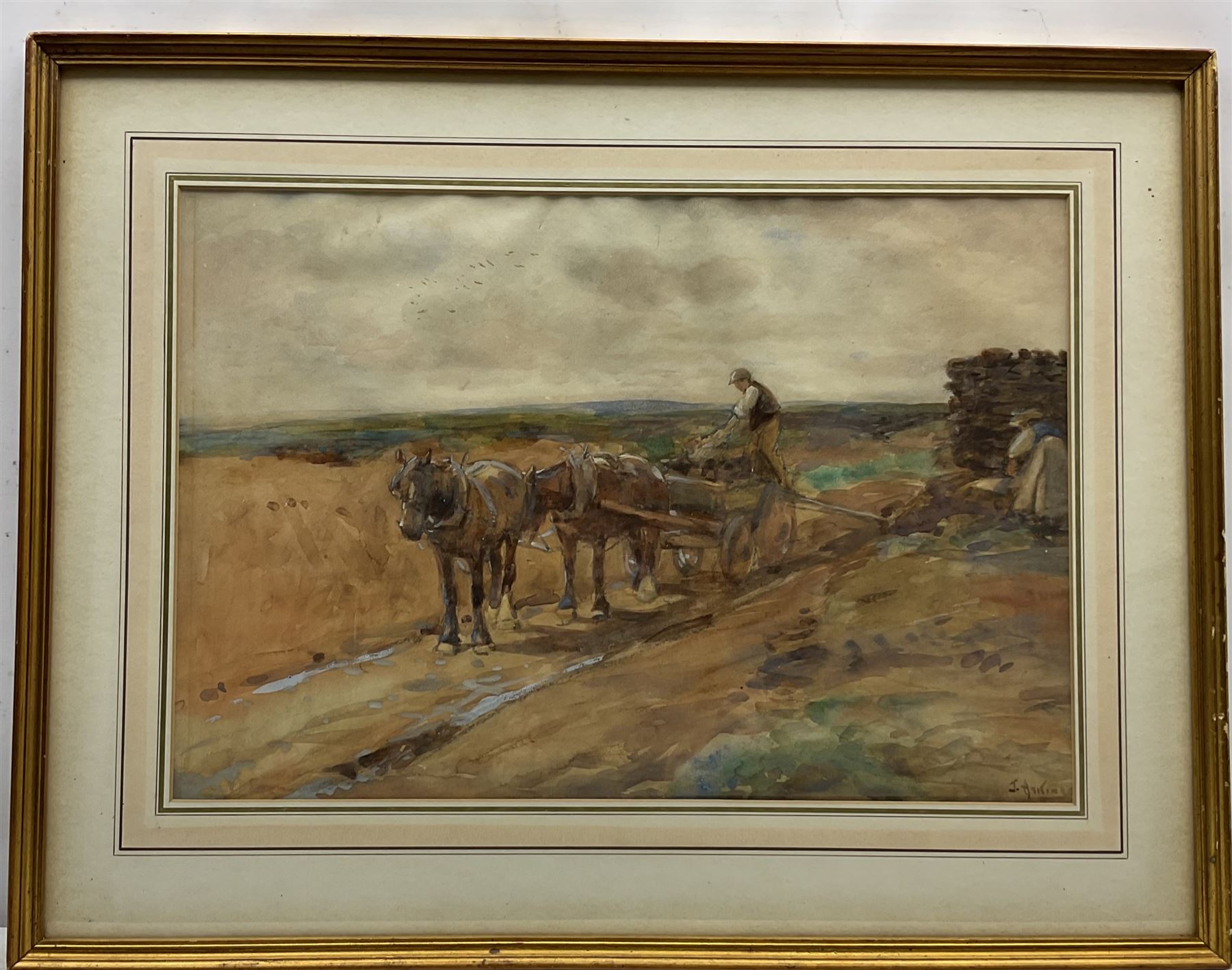 John Atkinson (Staithes Group 1863-1924): 'Cutting Peat' - Image 3 of 4