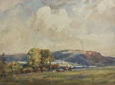 John William Howey (Staithes Group 1873-1938): 'Hambleton Hills - Thirlby'