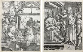 After Albrecht Dürer (German 1471-1528): 'The Nativity - the Adoration of the Shepherds' and 'Christ