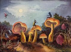 Bruce Kendall (British Contemporary): Fairies and Mushrooms