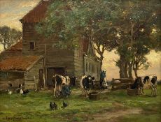 Owen Bowen (Staithes Group 1873-1967): Milking Time - Rijsoord Holland
