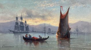 Louis Etienne Timmermans (Belgian 1846-1910): Boats in Calm Waters
