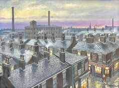 Steven Scholes (Northern British 1952-): 'Wet Roofs in Salford 1962'