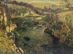 Reginald Grange Brundrit RA ROI (British 1883-1960): The River Wharfe at Loup Scar near Grassington