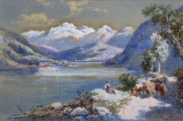 Charles Edmund Rowbotham (British 1856-1921): 'Lake Lungern - Switzerland'