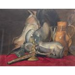 Eelke Jelles Eelkema (Dutch 1788-1839): Still Life of Jugs and a Helmet