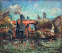 James Arundel (British 1875-1960): 'Threshing - Lincolnshire'