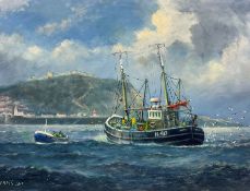 Jack Rigg (British 1927-): Hull Trawler off Scarborough