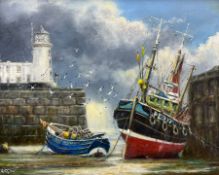 Jack Rigg (British 1927-): 'Drying Out' - Low Tide Scarborough Harbour
