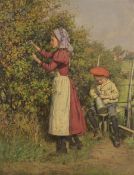 Ernest Higgins Rigg (Staithes Group 1868-1947): Picking Blackberries. oil on canvas signed 90cm x 70