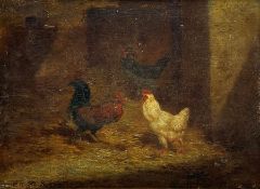 Paul Henry Schouten (Belgian 1860-1922): Chickens in a Barn
