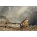 Henry Barlow Carter (British 1804-1868): Fishing Boat returning to Scarborough Harbour