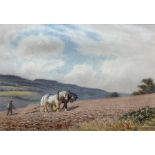 Joseph Kirkpatrick (British 1872-1930): 'Horses Harrowing the South Downs near Arundel Sussex'