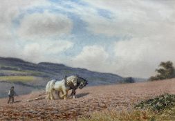 Joseph Kirkpatrick (British 1872-1930): 'Horses Harrowing the South Downs near Arundel Sussex'