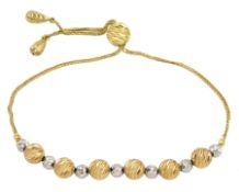 18ct white and yellow gold textured bead bracelet