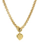 9ct gold belcher link necklace with heart pendant