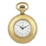 Early 20th century 14ct gold open face keyless lever fob watch by American Watch Co