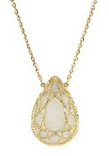 18ct gold pear shaped pink and white mother of pearl pendant necklace by Scanavin