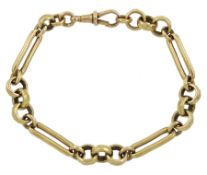 9ct gold rectangular bar and round link bracelet