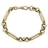 9ct gold rectangular bar and round link bracelet