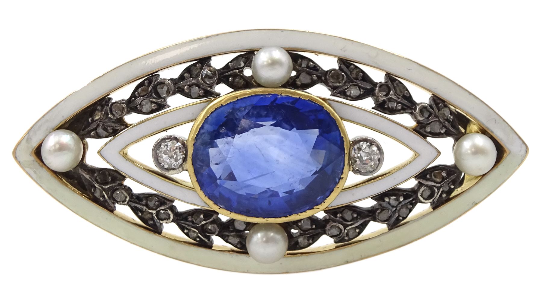 Early 20th century 15ct gold and silver sapphire