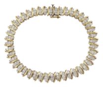 9ct white and yellow gold marquise shaped link diamond chip bracelet