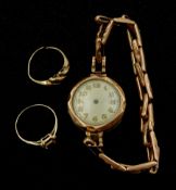 Early 20th century 9ct rose gold manual wind wristwatch